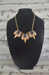 Gold Necklace with Pastel Multicolor Jewels
