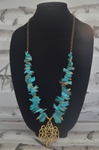 Gold & Teal Necklace with Pendant