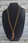 Gold Chain Necklace with Red Wolf Tooth