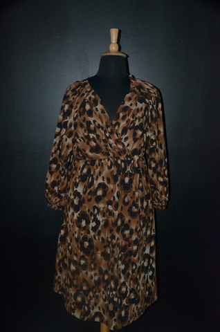 Icon Collection - Cheetah Print Wrap Dress - Size 18