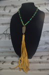 Teal & Brown Necklace With Tassels