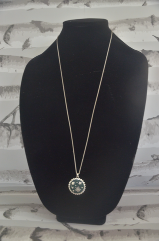 Silver Necklace with Green Pendant