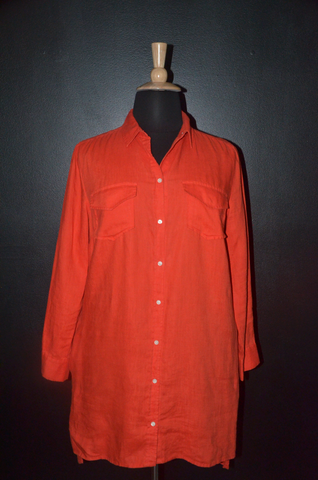 Wossivo - Tangerine Button Up Dress - 2XL