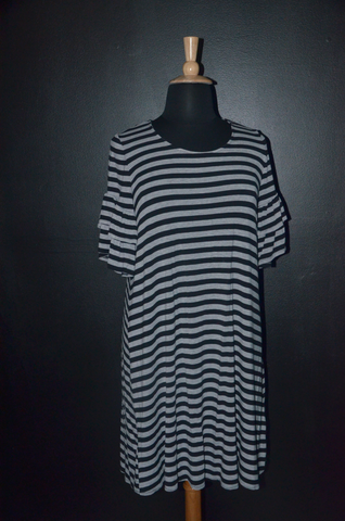 Gabby Style - Gray & Black Striped Dress - 1X