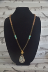 Wood Necklace With Gray Marble Stone