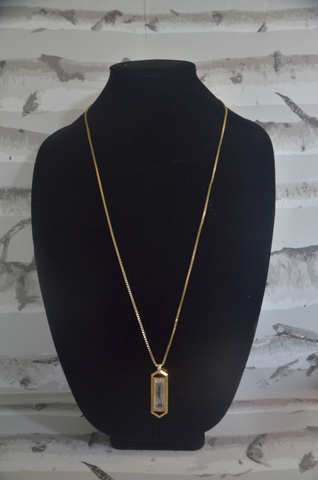 Gold Necklace With Rectangular Stone