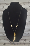 Black Beaded Necklace with Wolf Tooth