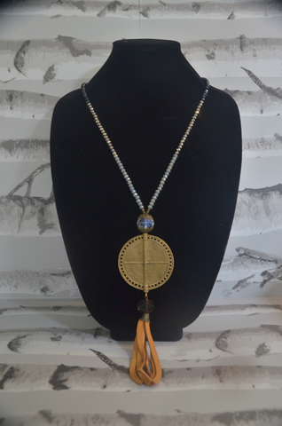 Gold Plate Necklace with Beads
