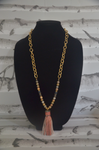 Gold Necklace with Coral Tassels